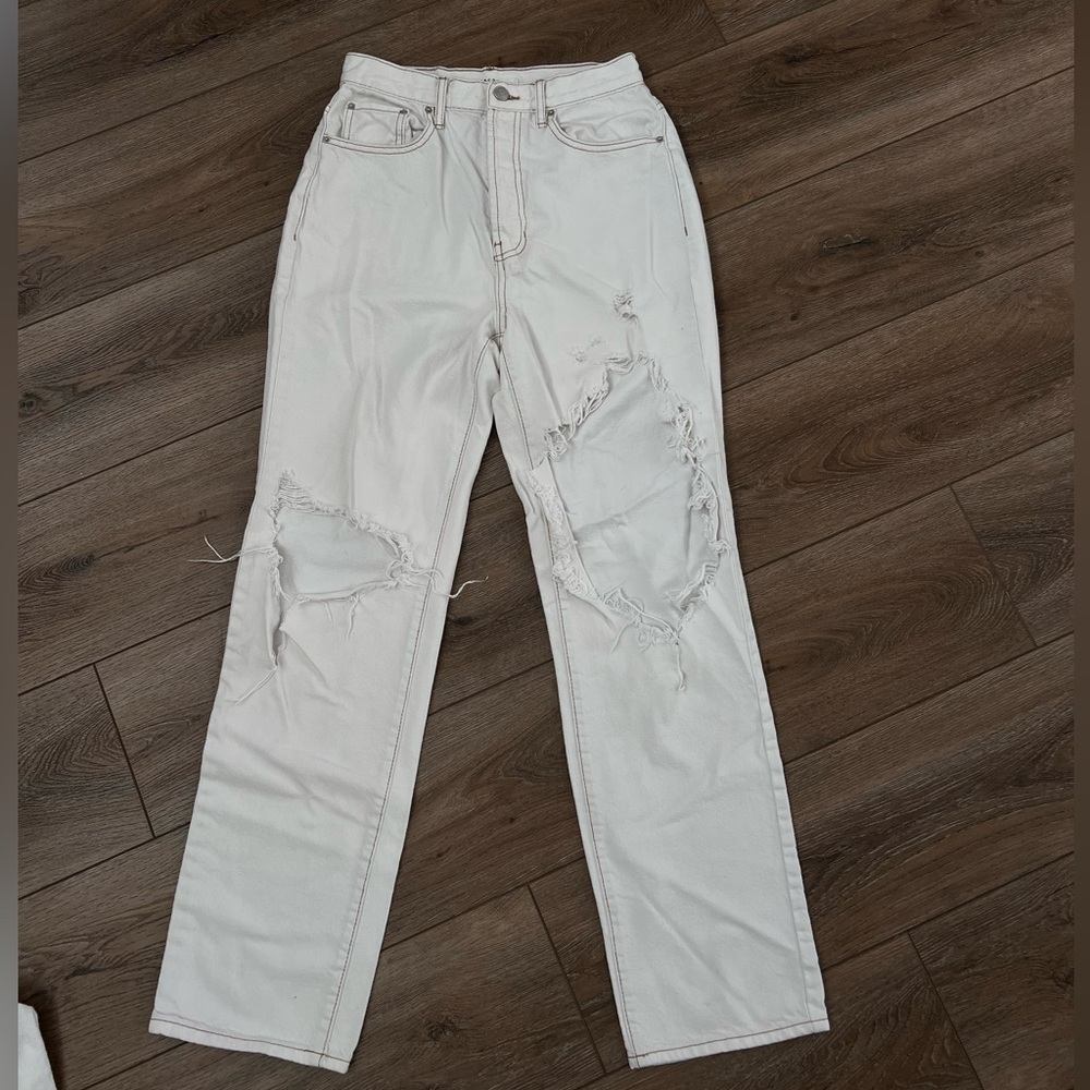 Pacsun High Rise Straight Leg White Jeans